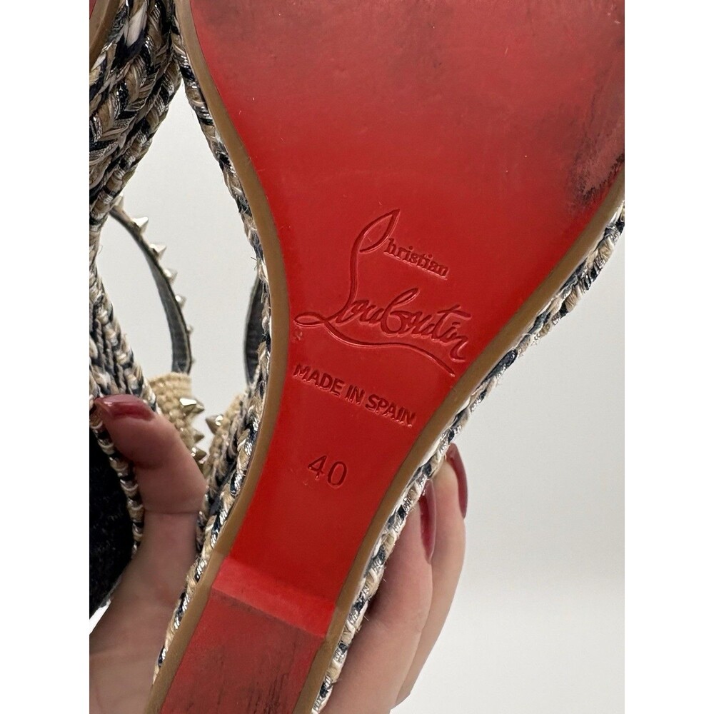 Christian Louboutin Madmonica 110 Denim Spiked Wedge Espadrilles Size EU 40 - Picture 10 of 10